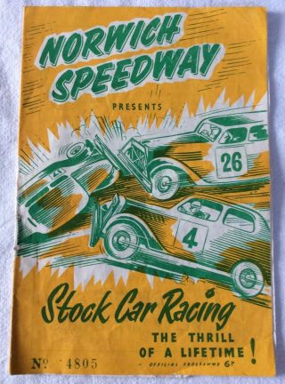 Collectable Vintage Norwich Stock Car Programme 21st May 1955 Rare