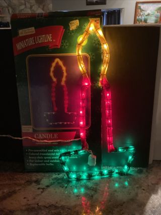 Vintage Mr Christmas Mini Light Sculpture Candle Indoor Outdoor Holiday Rope 21”