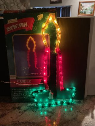 Vintage Mr Christmas Mini Light Sculpture Candle Indoor Outdoor Holiday Rope 21” 2