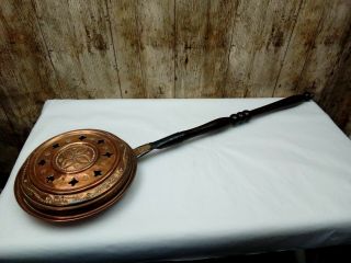 Vintage Possibly Arts & Crafts Copper Bed Warmer Pan Or Chestnut Roaster
