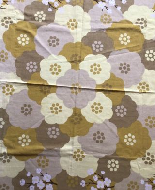 Vintage 1960’s Tablecloth Wall Hanging Marimekko Style Floral Mustard Fabric