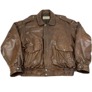 1980s Vintage A2 G1 Bomber Leather Jacket Xl Brown Stuart Mcguire Top Gun