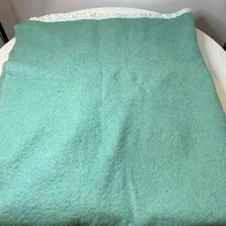 vintage wool thermal blanket bedding green satin trim twin 60x76 chatham blanke 3