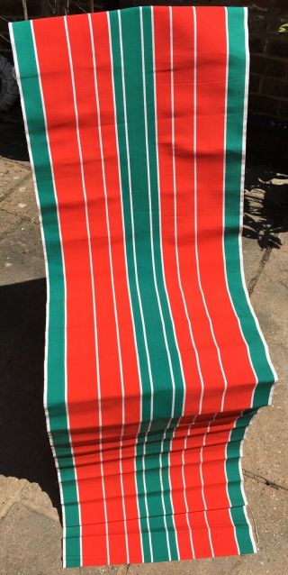 Vintage Retro Deckchair Canvas Fabric Material Red Green Stripes L 3 M 85 Cm