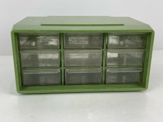 Vintage Akro - Mills Green 9 Drawer Storage Organizer Cabinet 20 - 501 Akron Oh A - M