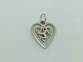 Gorgeous Vintage Sterling Silver Isle Of Man Triskelion Heart Charm Pendant