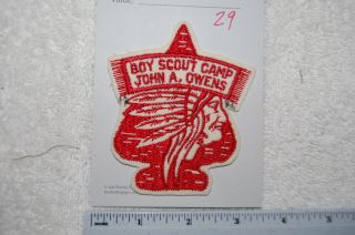 Vintage Boy Scout Camp John A Owens Felt Patch 29