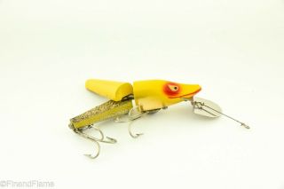Vintage Heddon Scissor Tail Spook Antique Fishing Lure Yellow Shore Jj1
