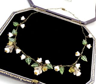 Czech Glass Bead Spring Flowers Vintage Necklace