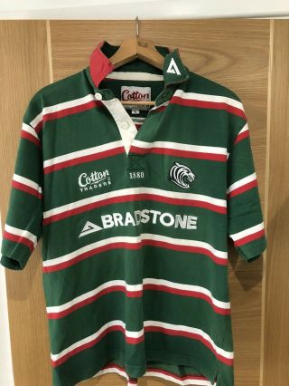 Vintage Leicester Tigers Rugby Jersey S/s Large Cotton Traders In Great Conditio