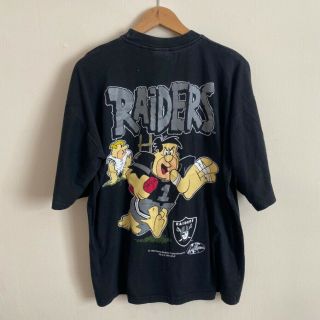 1994 Vintage Flintstones Oakland Raiders Nfl T - Shirt [l]