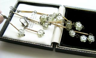 Vintage Jewellery Art Deco Czech Pressed Glass Flower Necklace & Earrings Set