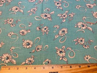 Vintage Cotton Feedsack Fabric 30s40s Sweet Daisies On Green Floral Exc