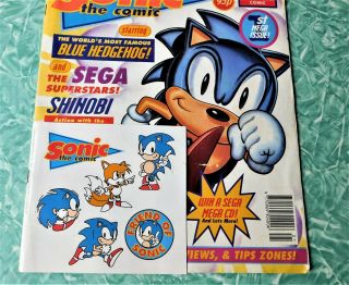 Sonic the comic No 1 first edition 29th May 1993 Vintage Comic with Stickers. 2