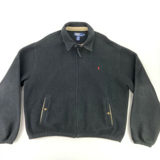 Vtg Polo Ralph Lauren Men’s Full Zip Fleece Jacket Black • 2xl