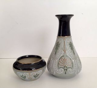 Vintage Lovatt Langley Decorative Glaze Vase & Small Pot - Patent Number 8687