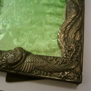 Antique Brass Frame Art Nouveau Style Photo Bird Vintage Handcarved Easle Back