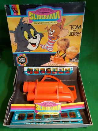 Sliderama Film Projector 32 Strips Tom And Jerry Vintage Chad Valley Toy Complet