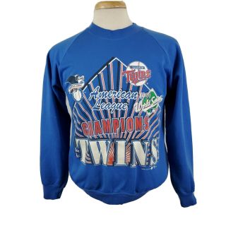 Vintage 1991 Minnesota Twins Al Champion World Series Sweatshirt Medium Crew L/s
