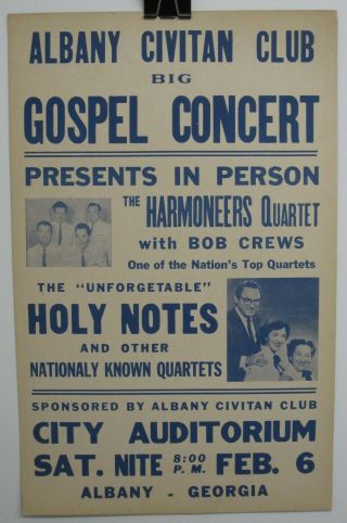 Vintage 1960 Big Gospel Concert 22x14 Poster Harmoneers Holy Notes