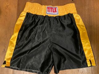 Vintage Title Black And Gold Satin Boxing Shorts Size L