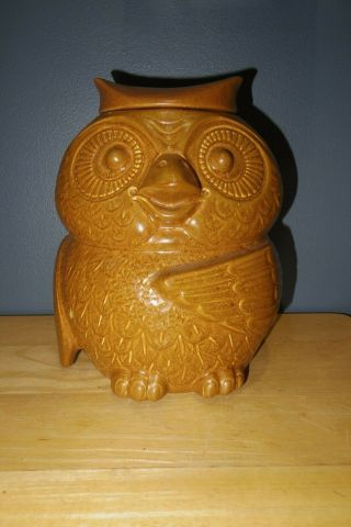Vintage Mccoy Brown Woodsy Owl Cookie Jar With Lid 204 Made In Usa Art Pottery