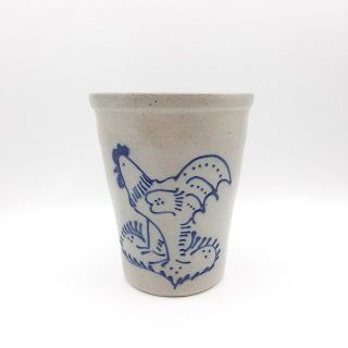 Vintage 1990 Eldreth Pottery Salt Glaze Crock With Hand Drawn Rooster 6 " High