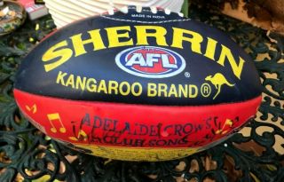 Vintage Sherrin Kangaroo Brand Afl Adelaide Crows Signed Football Club Song