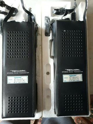 Vintage Pair Realistic Trc - 208 Handheld Cb Radio Walkie Talkies Near Work