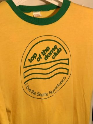 Extremely Rare Vintage Seattle Supersonics “top Of The Dome Club” Shirt 1979