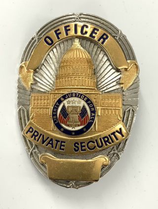 Vintage Badger Private Security Officer Badge - Liberty & Justice For All