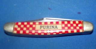 Vintage Kutmaster Purina Checkerboard Folding 3 Blade Pocket Knife