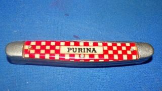 Vintage Kutmaster PURINA Checkerboard Folding 3 Blade Pocket Knife 3