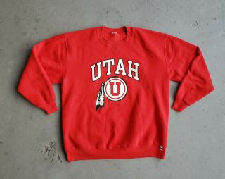 Vintage Utah Utes Russell Brand Red Xl Sweatshirt Pullover