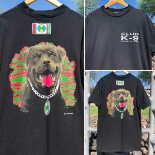Vtg 90s Cross Colours K - 9 Club Dog Graphic Print Single Stitch T Shirt Xl