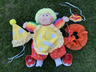 Vintage Cabbage Patch Circus Kids Doll W/ Clown Outfit Complete,  Blonde,  Tooth
