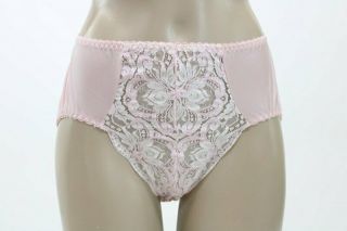 Vintage Olga Panties Nylon Panty Briefs Lace Front Dusty Pink M