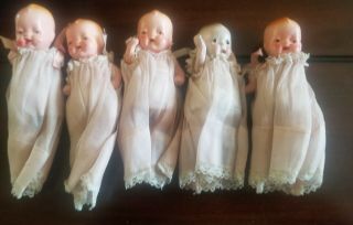 5 Vintage Antique Jointed Baby Doll Small Ceramic Porcelain Made In Japan 4 "
