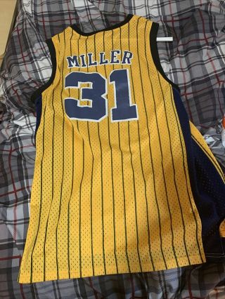 Vtg 90s Champion Indiana Pacers Reggie Miller Pinstripe Nba Basketball Jersey 44