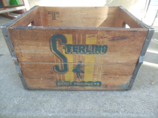 Vintage Sterling Dairy Products Antique Wooden Milk Crate Wood Treen 1