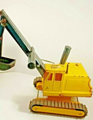 Vintage Tonka Yellow & Black Pressed Steel Excavator Shovel Digger With Scoop