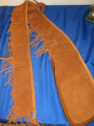 Old Vintage Suede Leather Fringed Gun Case Sheath 61 Inches Long