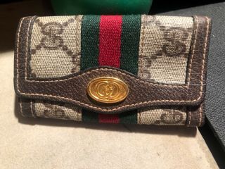 Vintage Gucci Leather And Canvas Guccissimo Key Holder