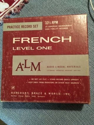 1961 Vintage Alm Hartcourt Brace World French Level One 33 1/3 Rpm Record Set