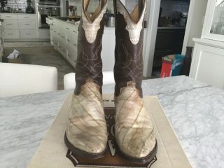 Vintage Justin Brown Exotic Leather Cowboy Boots Shoes Men 