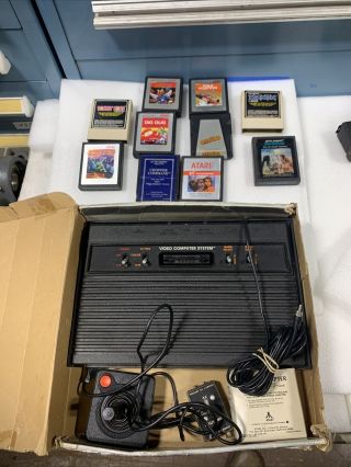 Vintage Atari 2600 Video Game Console System With Games