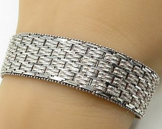 925 Sterling Silver - Vintage Intricate Basket Woven Detail Bracelet - B2822