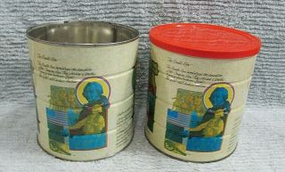 Pair Usa Patriotic Vintage 3 Lb Coffee Tin Cans Betsy Ross Paul Revere S/h