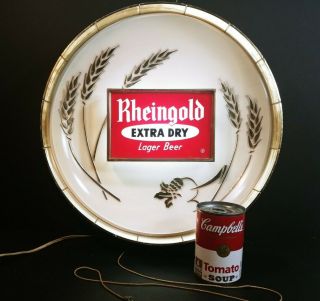Vintage Rheingold Extra Dry Lager Sign Lighted Barrel Beer Light 16 " Man Cave