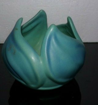 Vintage Signed Large Blue Turquoise Van Briggle Pottery Swirl Tulip Bowl/vase